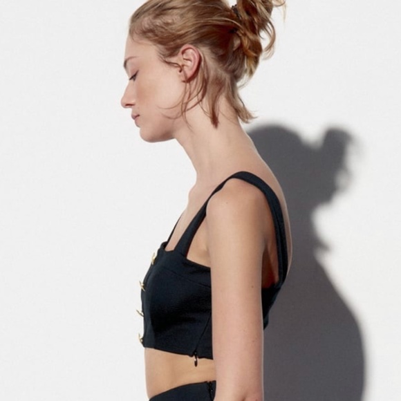 Zara limited edition textured buttoned crop top - Picture 4 of 8